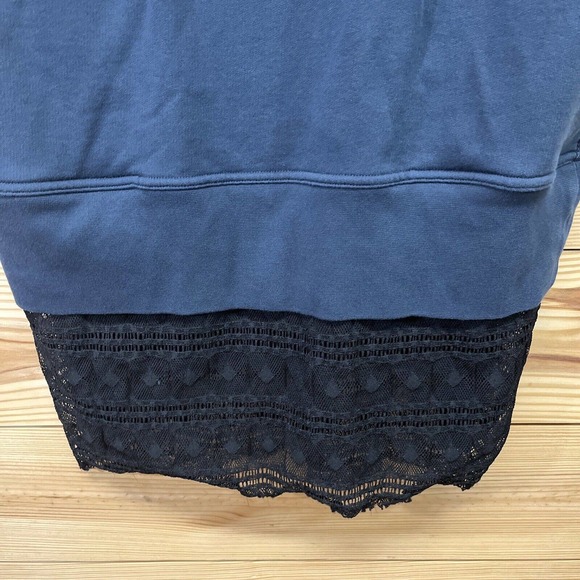 Public School NYC Dress Large Blue Sleeveless Sweatshirt Dress Lace Trim B86 - Picture 8 of 16